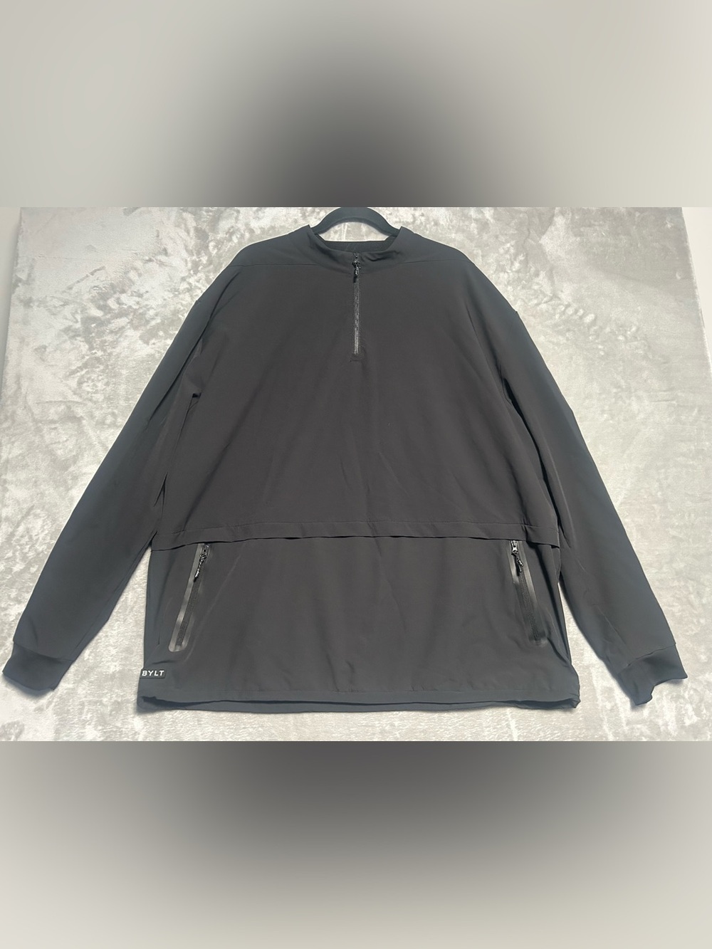 BYLT 1/4 Zip Windbreaker Pullover Men’s 3XL Black Pockets Drop Cut